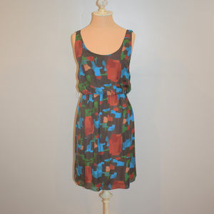 Alice+Olivia Geometric City Print Silk Dress